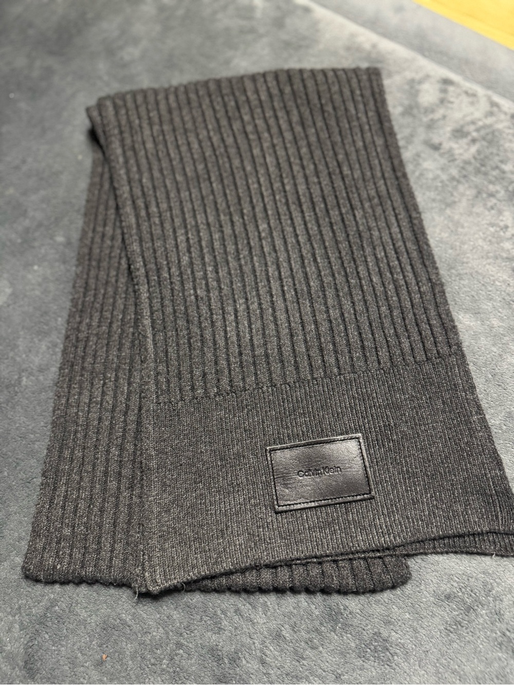Calvin Klein Men's Ribbed Scarf in Charcoal